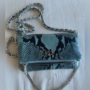 Zadig & Voltaire Blue Snake Print Chain Bag
